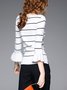 White Knitted Stripes Petite Bateau/boat Neck Sweater